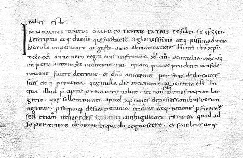 Das Testament Karls des Grossen Handschrift in der kaiserlichen Bibliothek zu Stock Photos
