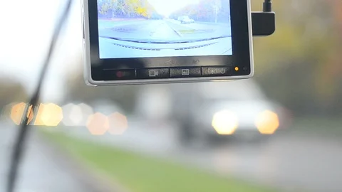 Daschcam recorder on the road Video stock 94369585