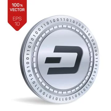 Dash. 3D isometric Physical coin. Digital currency. Cryptocurrency. Silver co Stock Illustration