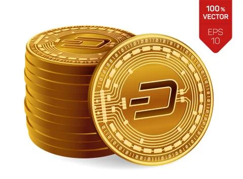 Dash. 3D isometric Physical coins. Digital currency. Cryptocurrency. Stack of Stock Illustration
