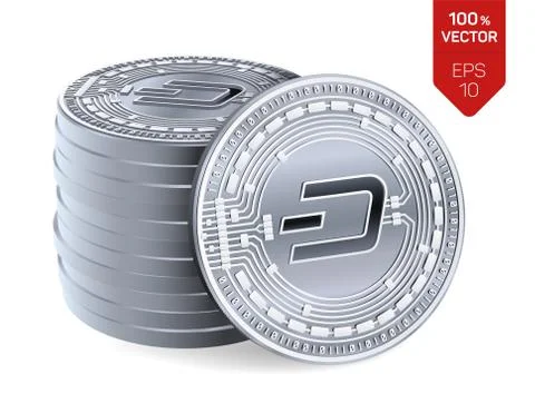 Dash. 3D isometric Physical coins. Digital currency. Cryptocurrency. Stack of Stock Illustration