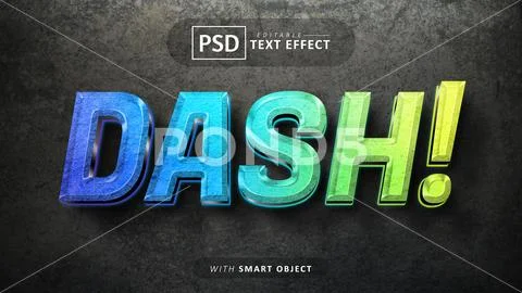 Dash 3d text effect editable PSD Template