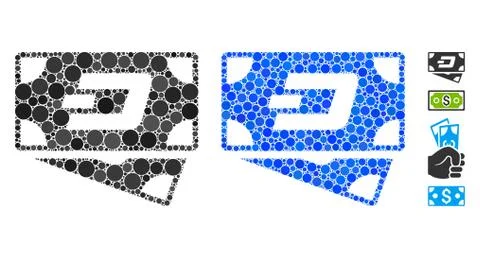 Dash Banknotes Mosaic Icon of Round Dots Stock Illustration
