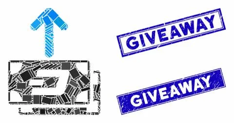 Dash Banknotes Pay Out Mosaic and Grunge Rectangle Giveaway Stamp Seals Stock Illustration