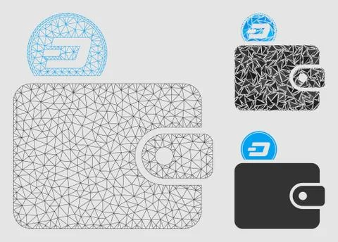 Dash Billfold Vector Mesh Wire Frame Model and Triangle Mosaic Icon Stock Illustration