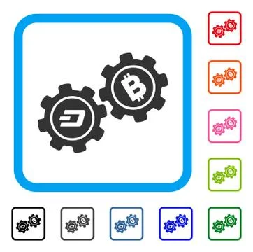 Dash Bitcoin Gears Framed Icon Illustrazione stock