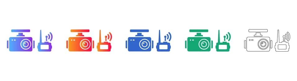 Dash Cam and Remote Control Icon Set 库存插图