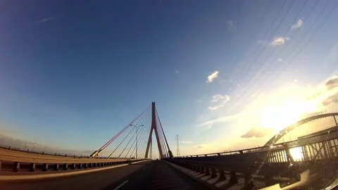 Dash Cam Driving Through Modern Bridge POV, Poland Europe Video stock 70647264