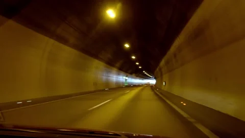 Dash Cam Driving Through Road Tunnel in Alps, Italy Europe 스톡 동영상 220551813