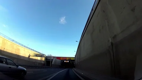 Dash Cam Driving Through Tunnel Under River POV, Poland Europe Video stock 70646917