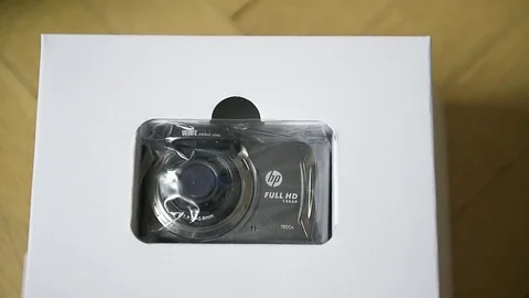 Dash cam from HP unboxing Stock Footage 77342263