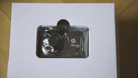 Dash cam from HP unboxing Stock Footage 77342348