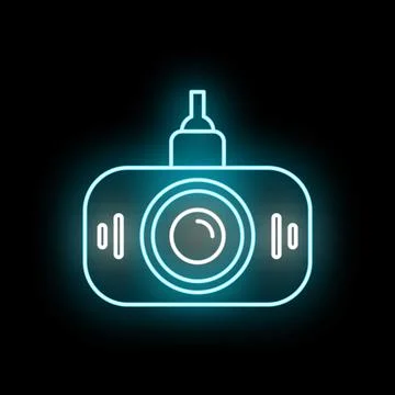 Dash cam icon creating blue neon glow effect Stock Illustration