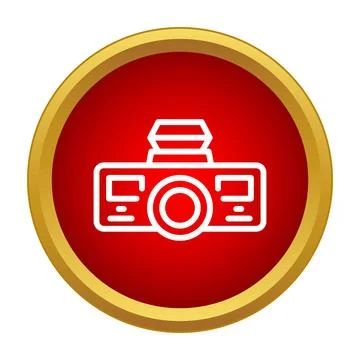 Dash cam recording video icon on red button Stock Illustration