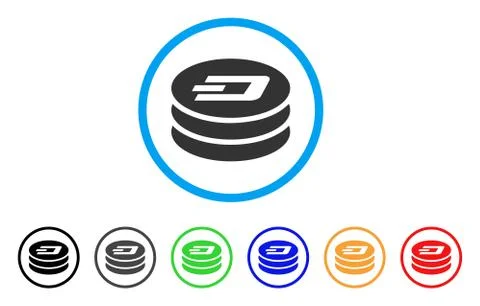 Dash Coin Column Rounded Icon Stock Illustration