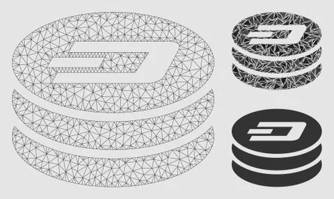 Dash Coin Column Vector Mesh Carcass Model and Triangle Mosaic Icon Illustrazione stock