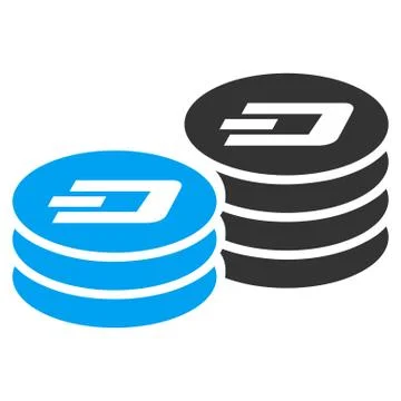 Dash Coin Columns Flat Vector Icon Stock Illustration