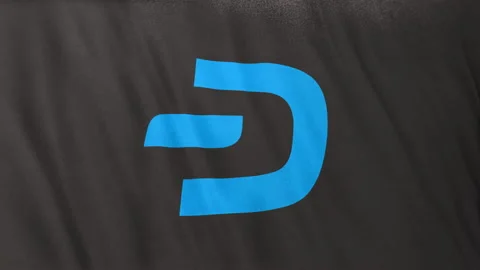 DASH Coin Icon Logo on Full-Frame Grey Flag Loop Banner Background Vídeo Stock 163934796
