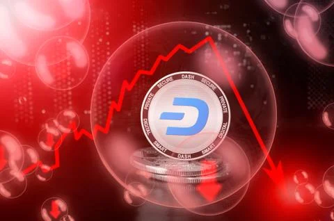 Dash coin in a soap bubble. Risks and dangers of investing to Dash Stock Illustration