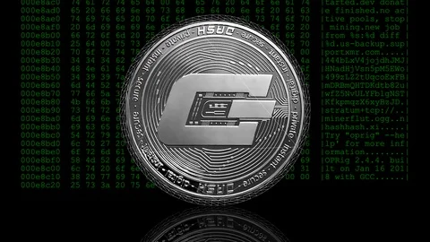 Dash coin with wireframe effect rotating against a crypto miner hex dump Stock Footage 105188439