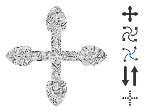 Dash Collage 4 Direction Arrows Icon Stock Illustration