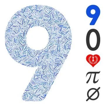 Dash Collage 9 Digit Icon 스톡 일러스트