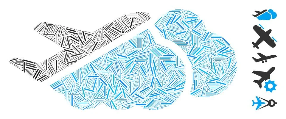 Dash Collage Airplane Over Clouds Icon Ilustração Stock