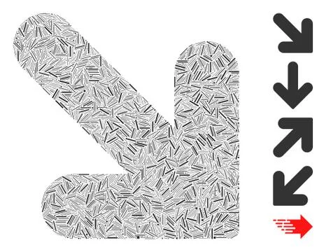 Dash Collage Arrow Down Right Stock Illustration