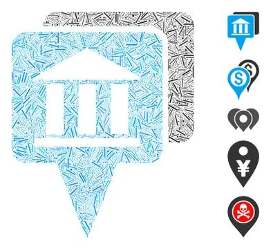 Dash Collage Bank Map Pointers Illustrazione stock
