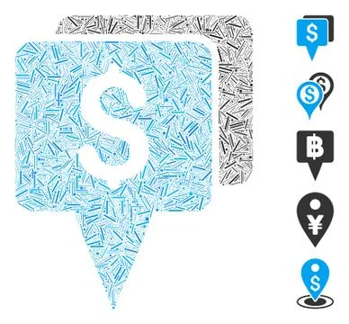 Dash Collage Bank Map Pointers Icon Illustrazione stock