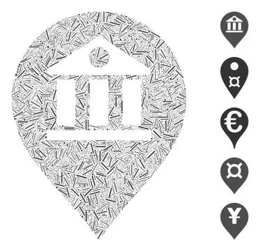 Dash Collage Bank Marker Icon Ilustração Stock