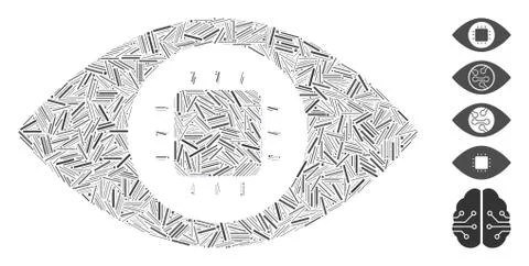 Dash Collage Bionic Eye Circuit Icon Illustrazione stock