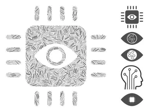Dash Collage Bionic Eye Processor Icon Stock Illustration