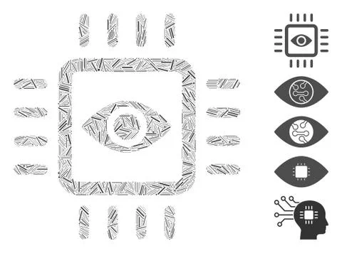Dash Collage Bionic Vision Chip Icon Illustrazione stock
