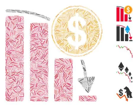 Dash Collage Bitcoin Epic Fail Graph Stock Illustration