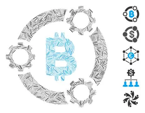 Dash Collage Bitcoin Pool Collaboration Icon Stock Illustration