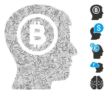 Dash Collage Bitcoin Thinking Head イラスト素材