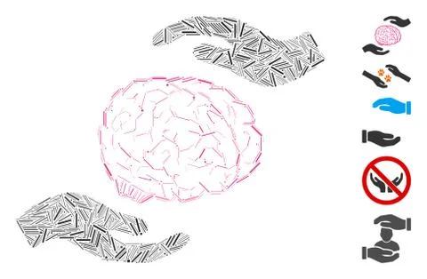 Dash Collage Brain Care Hands Icon イラスト素材