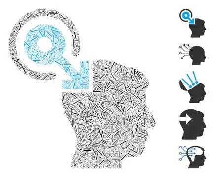 Dash Collage Brain Interface Plug-In Icon Stock Illustration