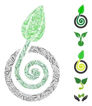 Dash Collage Bud Sprout Stock Illustration