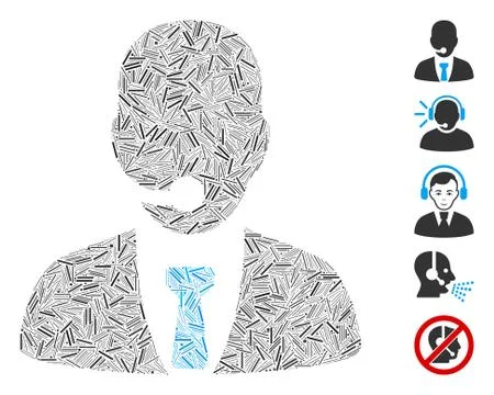 Dash Collage Call Center Manager Icon 스톡 일러스트