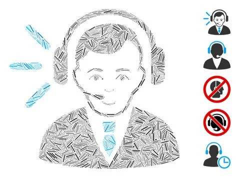 Dash Collage Call Center Operator Icon 스톡 일러스트