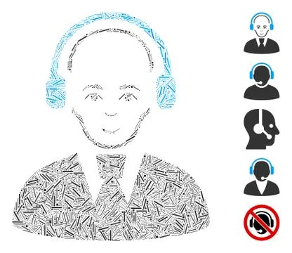 Dash Collage Call Center Worker Icon 스톡 일러스트