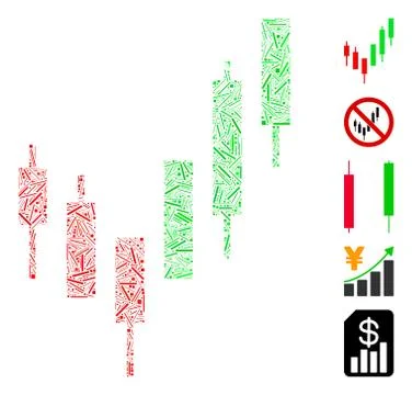 Dash Collage Candlestick Chart Icon Stock Illustration