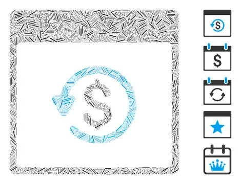 Dash Collage Chargeback Calendar Page Icon Illustrazione stock