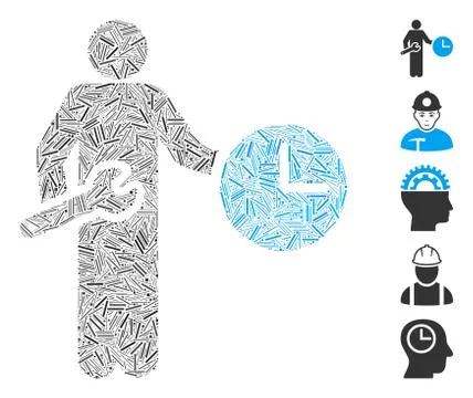 Dash Collage Clock Serviceman Icon Stock-Illustration