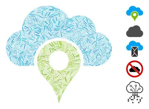 Dash Collage Cloud Location Icon Illustrazione stock