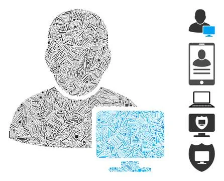 Dash Collage Computer Administrator Icon Illustrazione stock