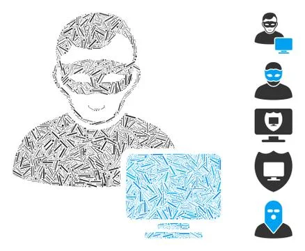 Dash Collage Computer Hacker Icon Stock Illustration