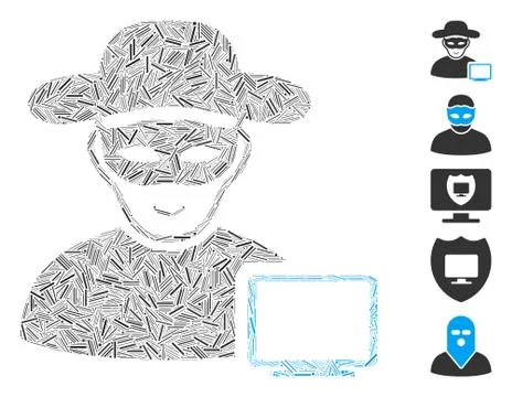 Dash Collage Computer Hacker Icon 스톡 일러스트